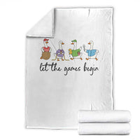 Let the Games Begin Cute Geese Throw Blanket Field Day Whimsical School Sports