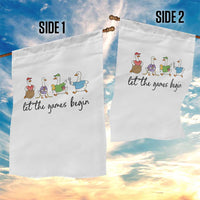 Let the Games Begin Cute Geese Garden Flag Field Day Whimsical School Sports