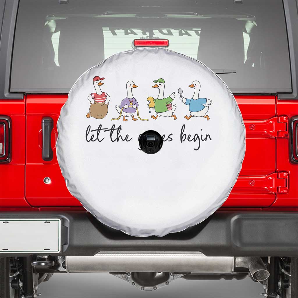 Let the Games Begin Cute Geese Spare Tire Cover Field Day Whimsical School Sports