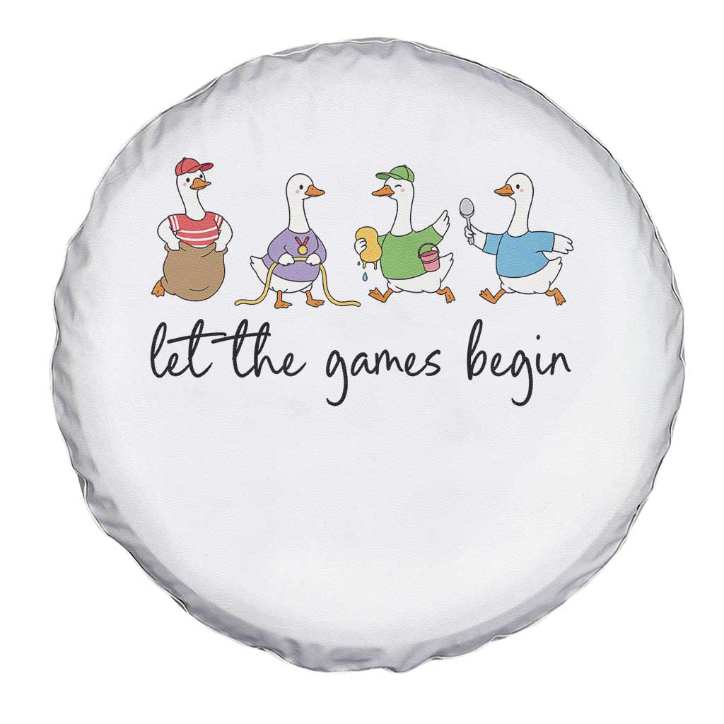Let the Games Begin Cute Geese Spare Tire Cover Field Day Whimsical School Sports
