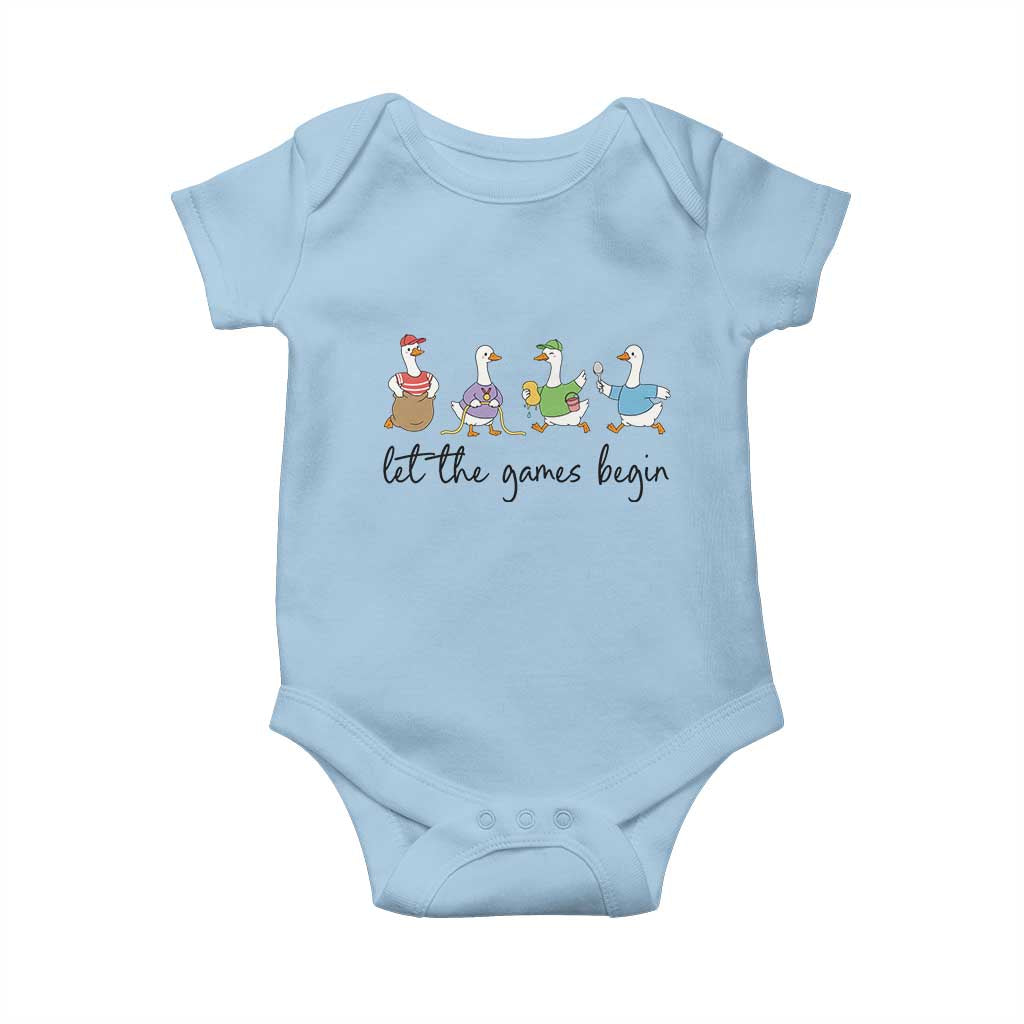 Let the Games Begin Cute Geese Baby Onesie Field Day Whimsical School Sports