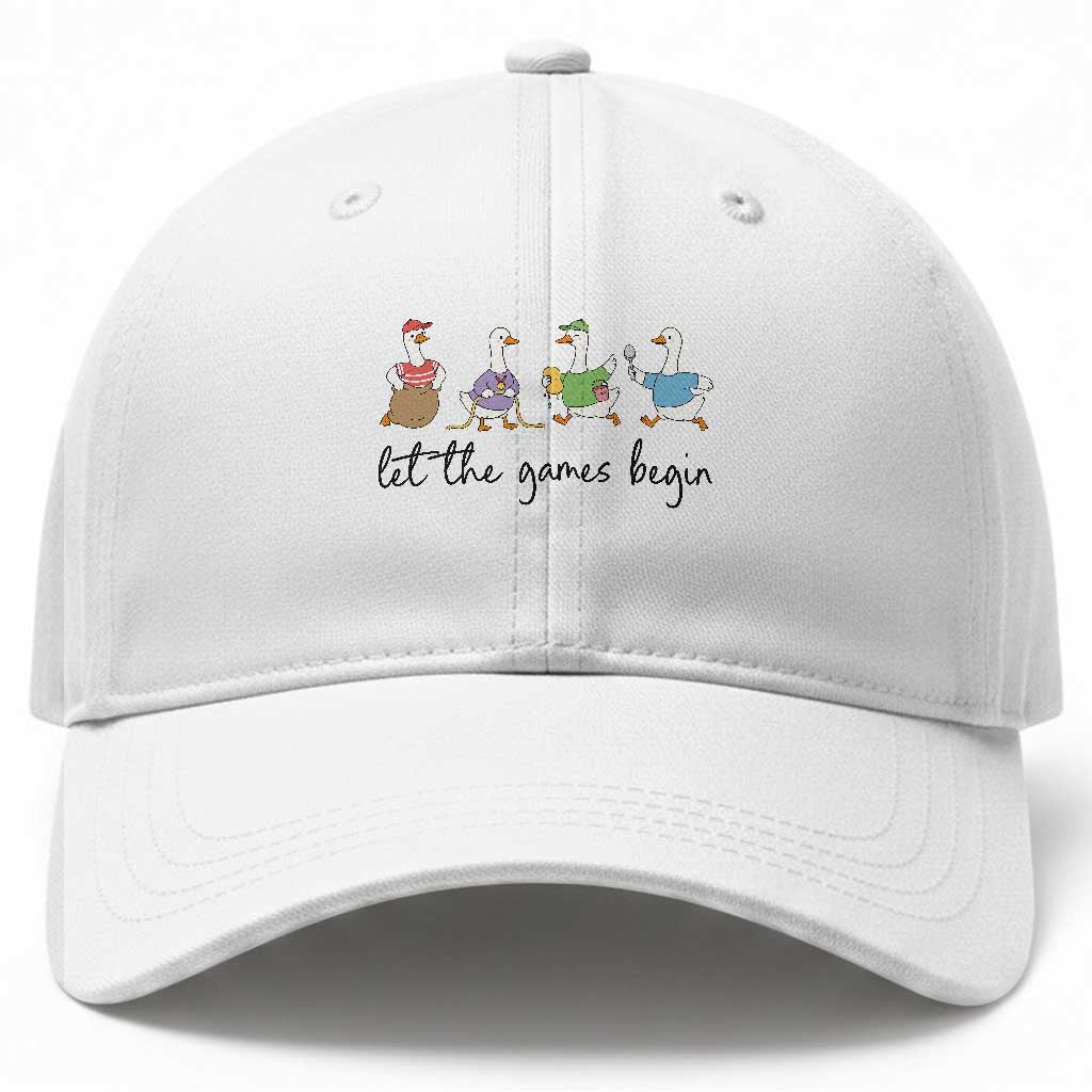 Let the Games Begin Cute Geese Baseball Cap Field Day Whimsical School Sports