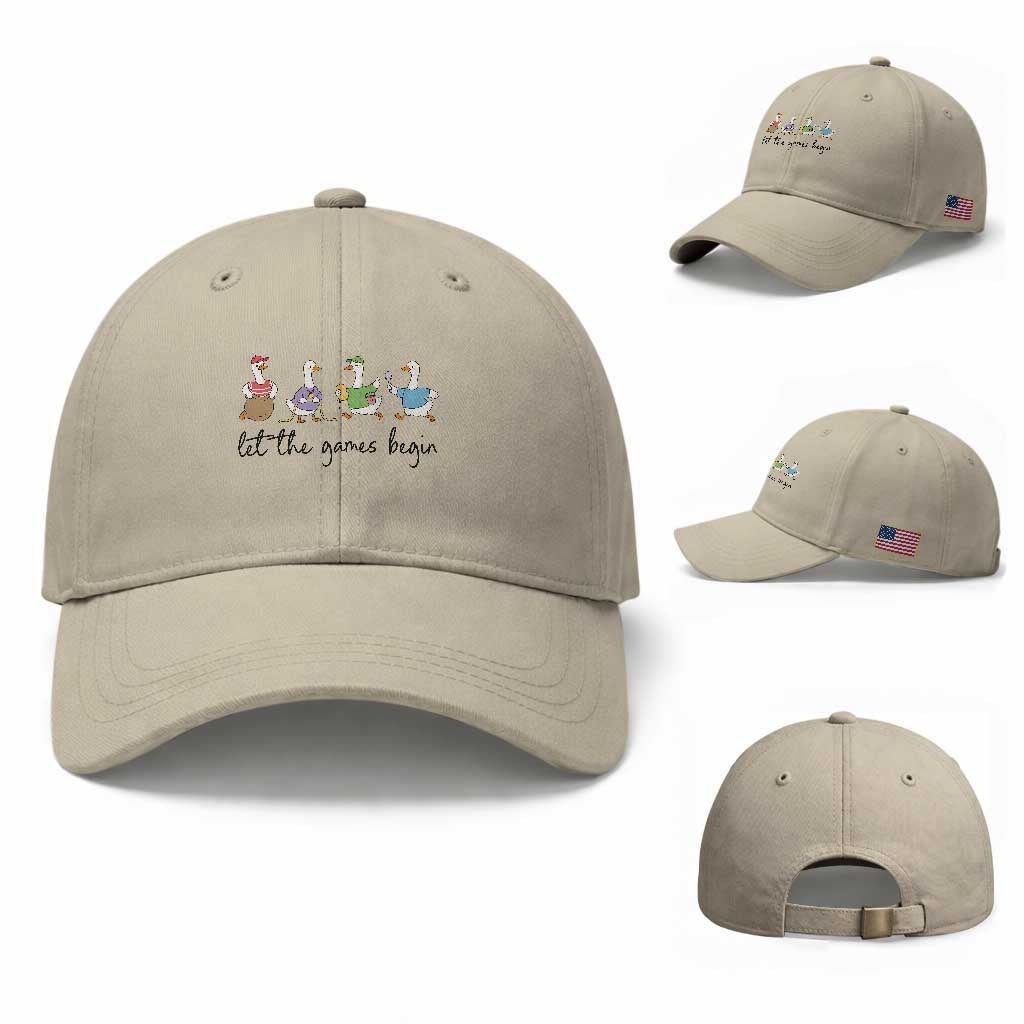 Let the Games Begin Cute Geese Baseball Cap Field Day Whimsical School Sports