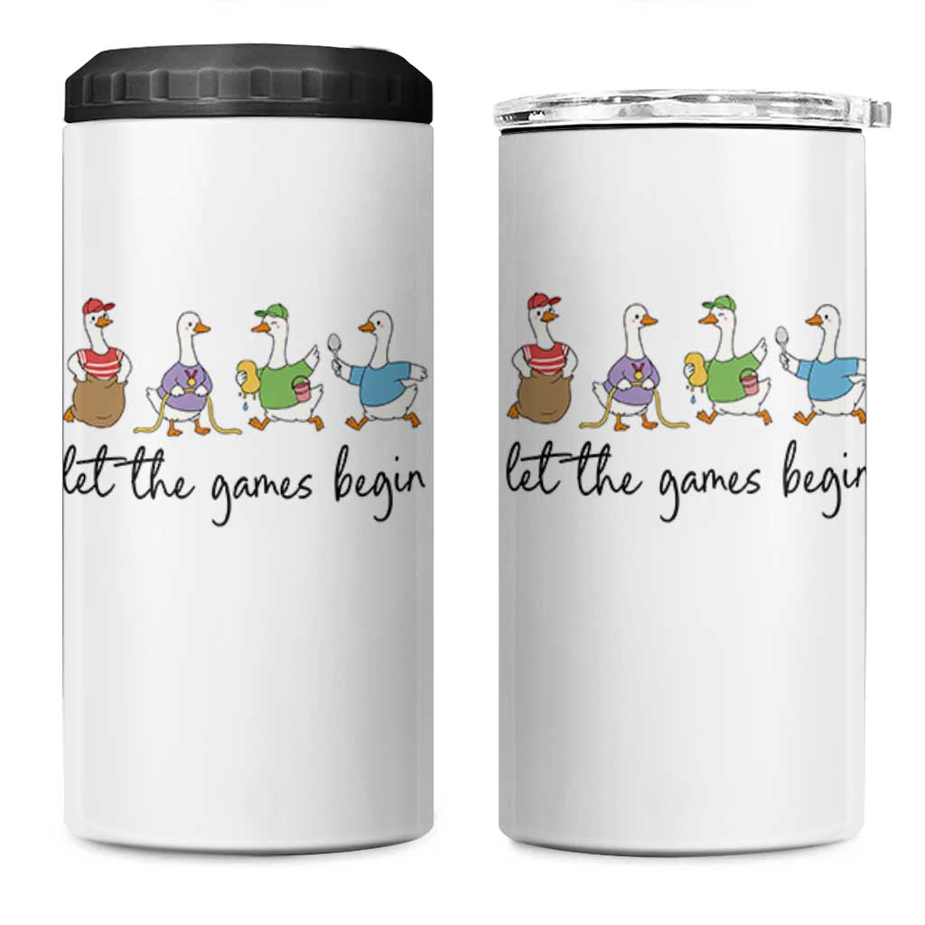 Let the Games Begin Cute Geese 4 in 1 Can Cooler Tumbler Field Day Whimsical School Sports