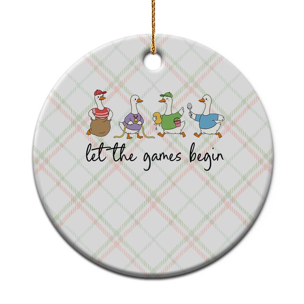 Let the Games Begin Cute Geese Ceramic Ornament Field Day Whimsical School Sports