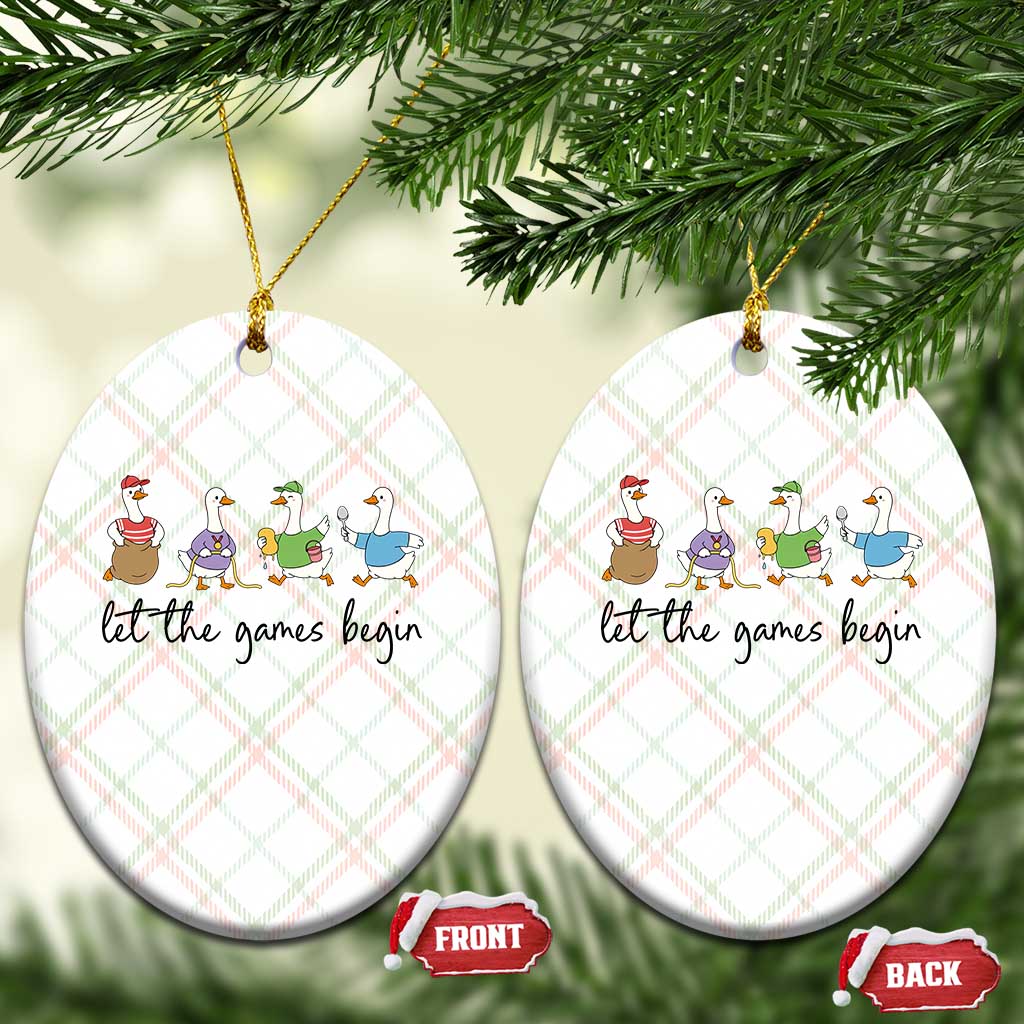 Let the Games Begin Cute Geese Ceramic Ornament Field Day Whimsical School Sports