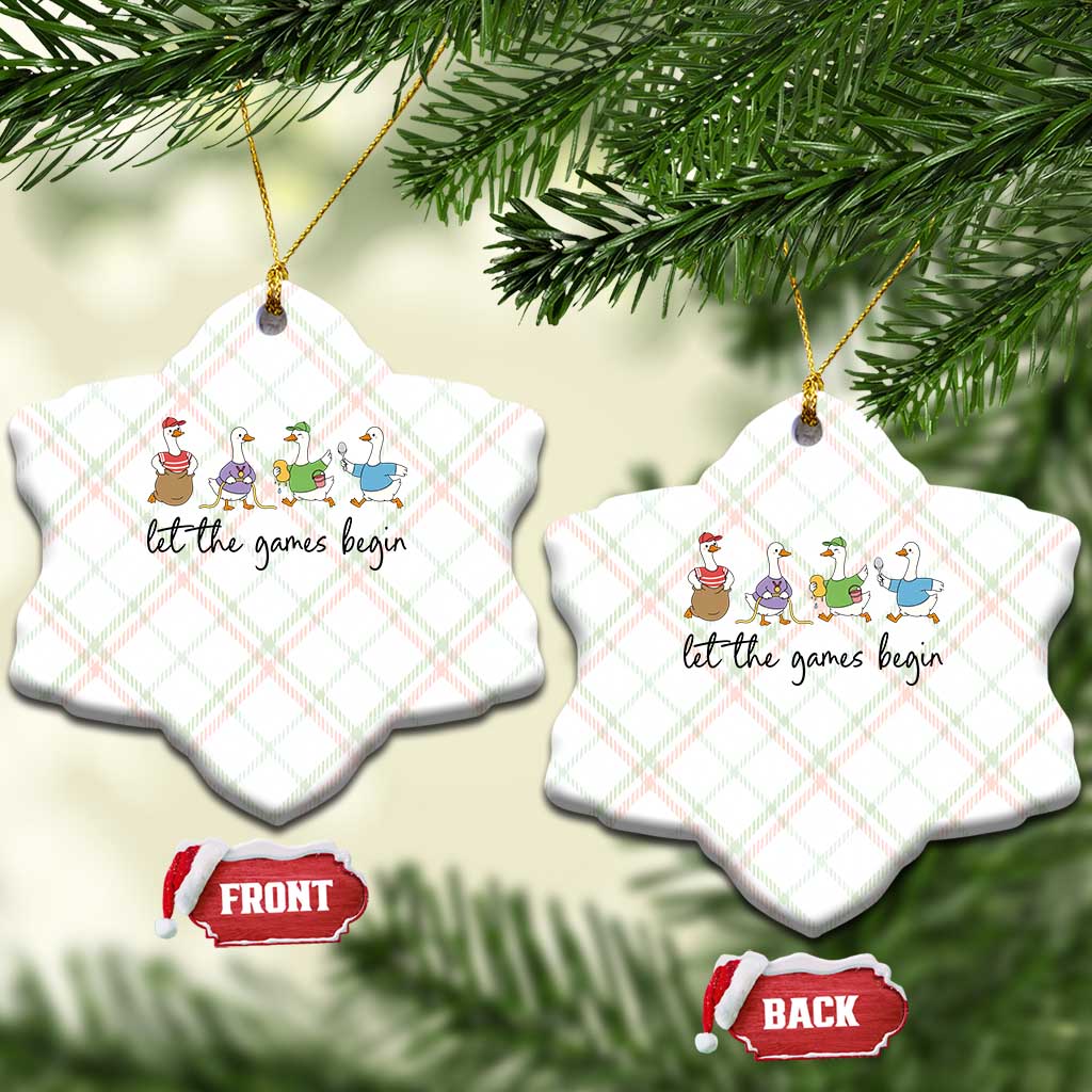 Let the Games Begin Cute Geese Ceramic Ornament Field Day Whimsical School Sports