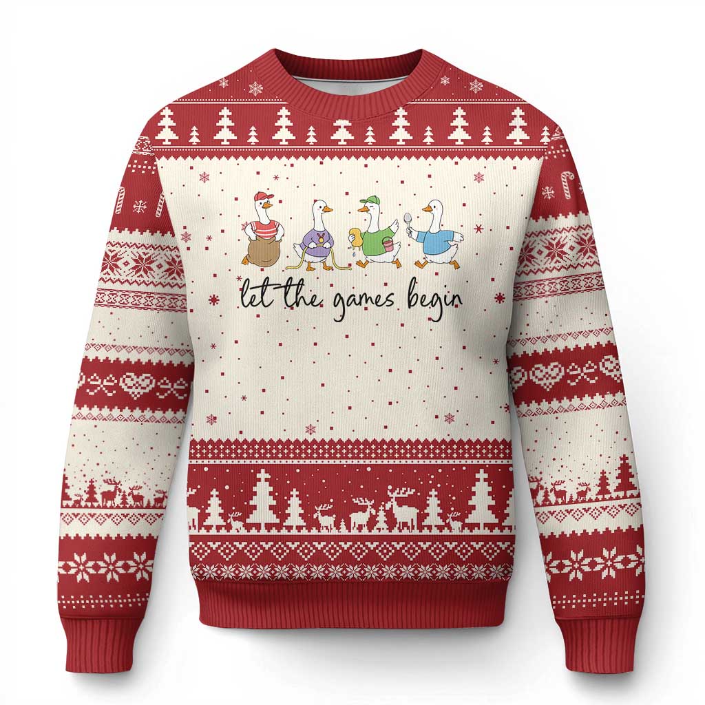 Let the Games Begin Cute Geese Ugly Christmas Sweater Field Day Whimsical School Sports