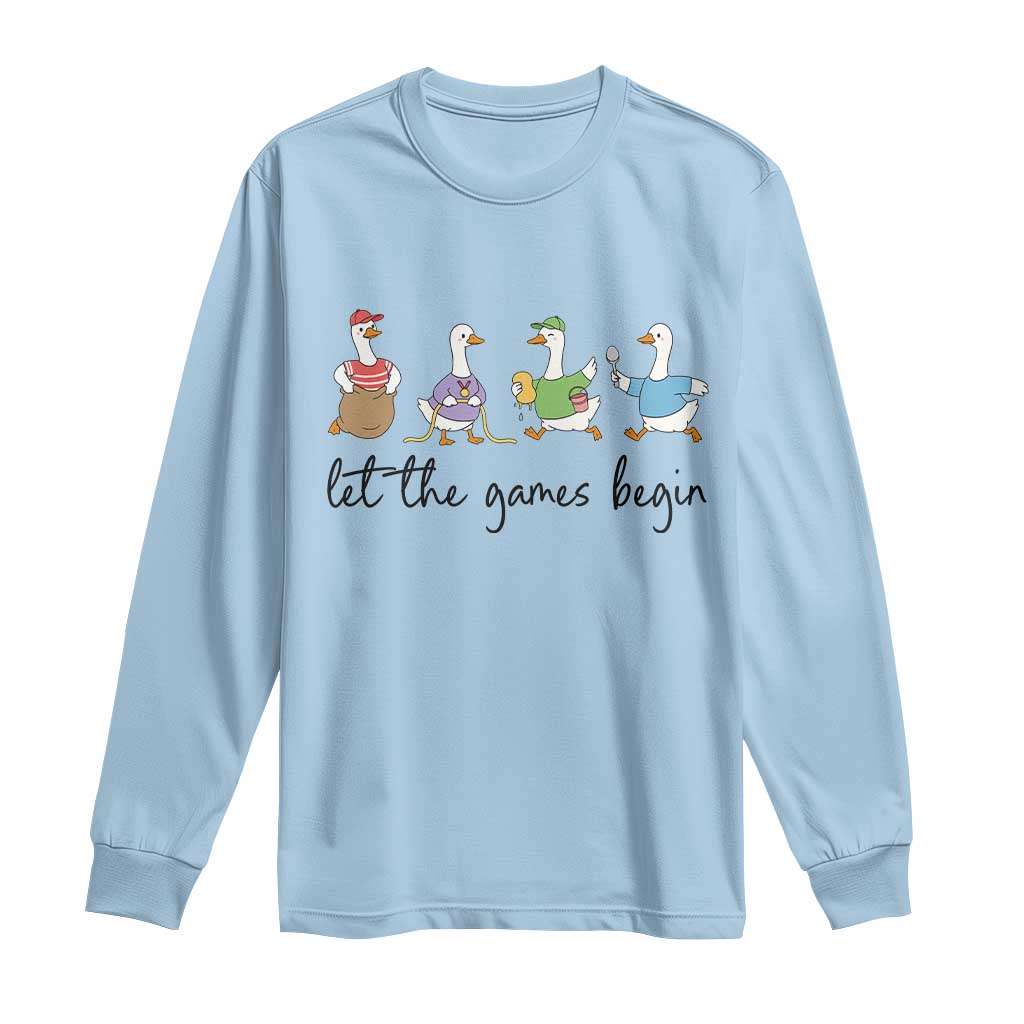 Let the Games Begin Cute Geese Long Sleeve Shirt Field Day Whimsical School Sports