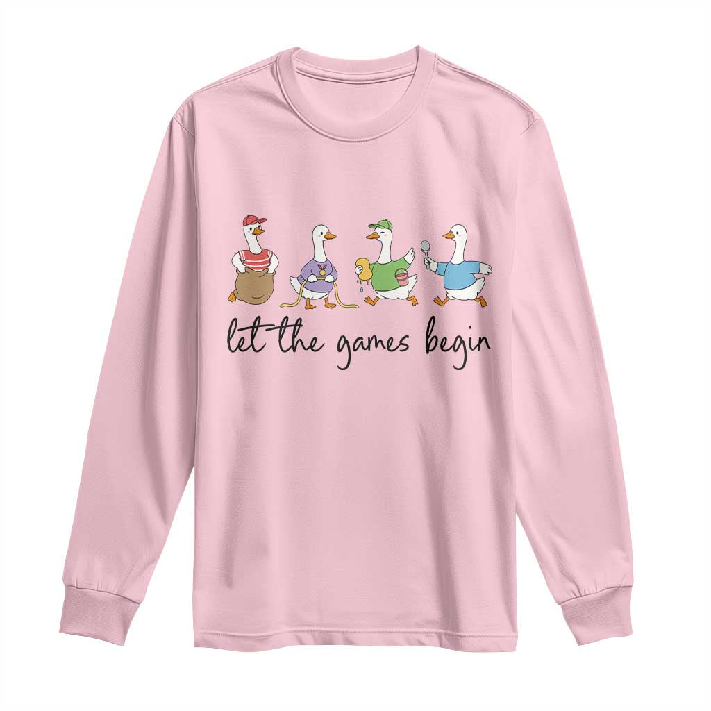 Let the Games Begin Cute Geese Long Sleeve Shirt Field Day Whimsical School Sports