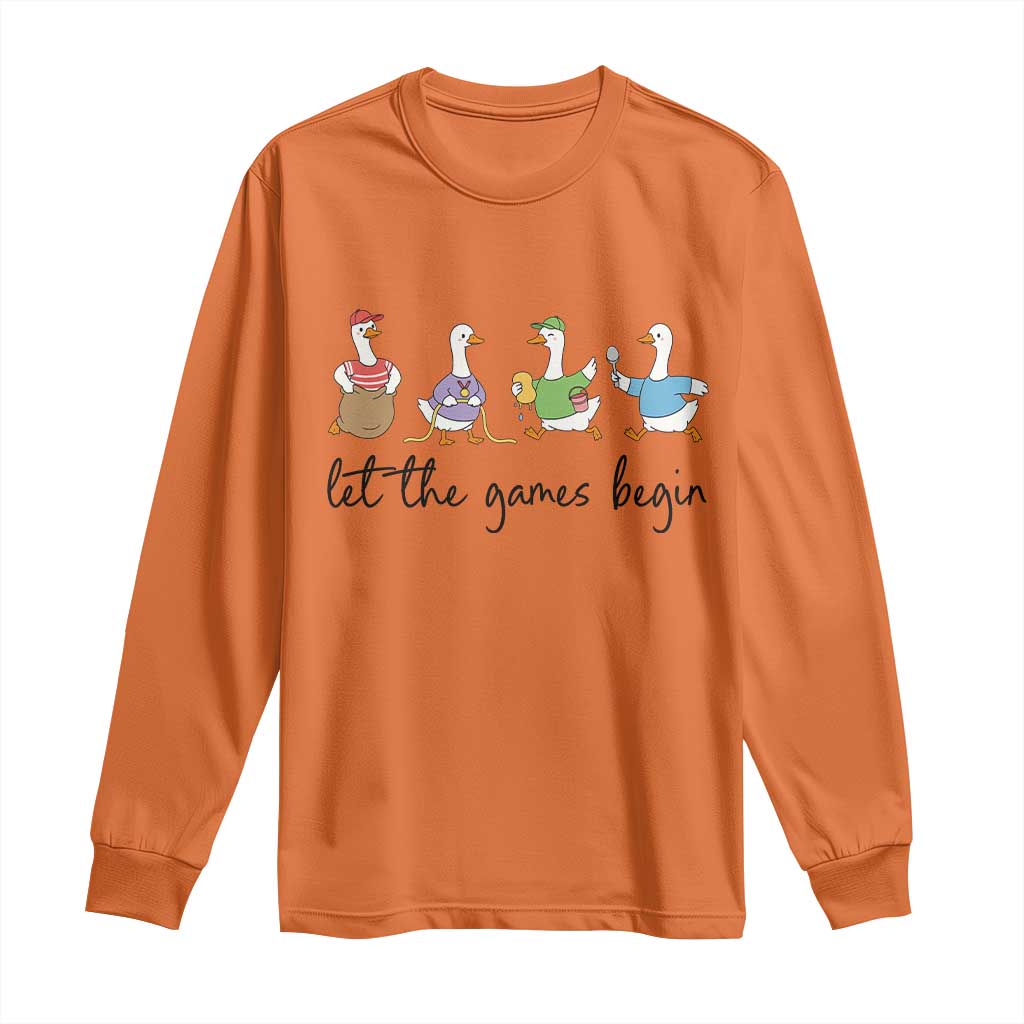 Let the Games Begin Cute Geese Long Sleeve Shirt Field Day Whimsical School Sports