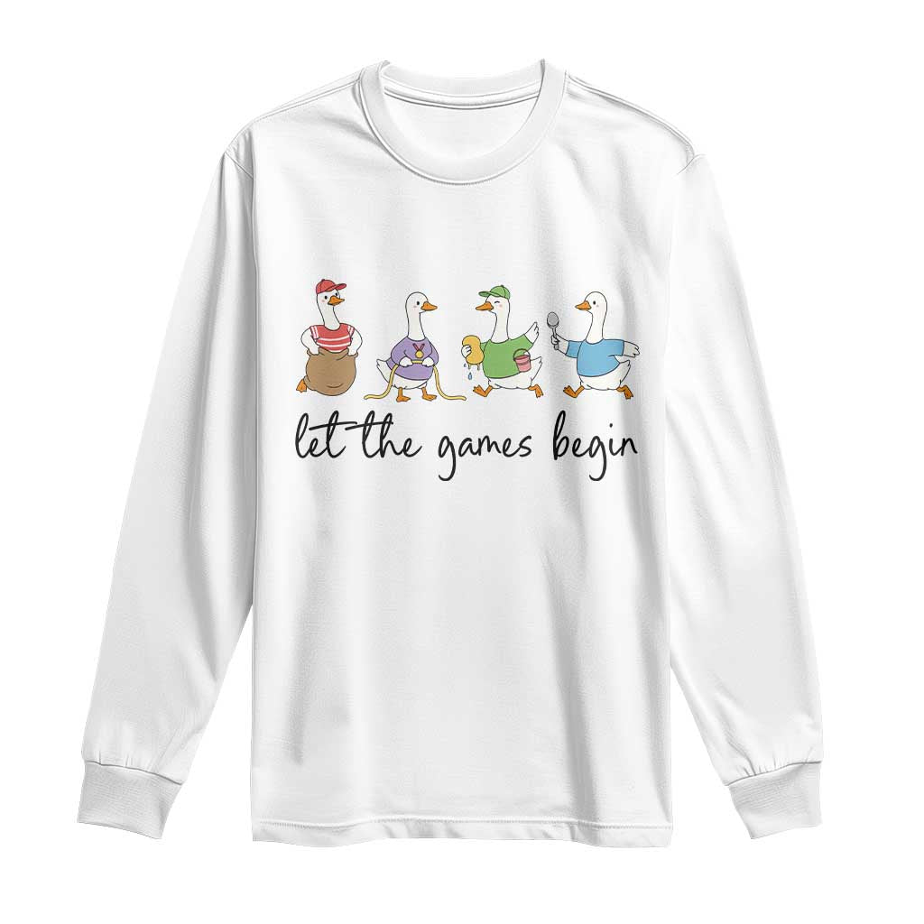 Let the Games Begin Cute Geese Long Sleeve Shirt Field Day Whimsical School Sports