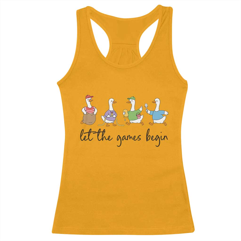 Let the Games Begin Cute Geese Racerback Tank Top Field Day Whimsical School Sports