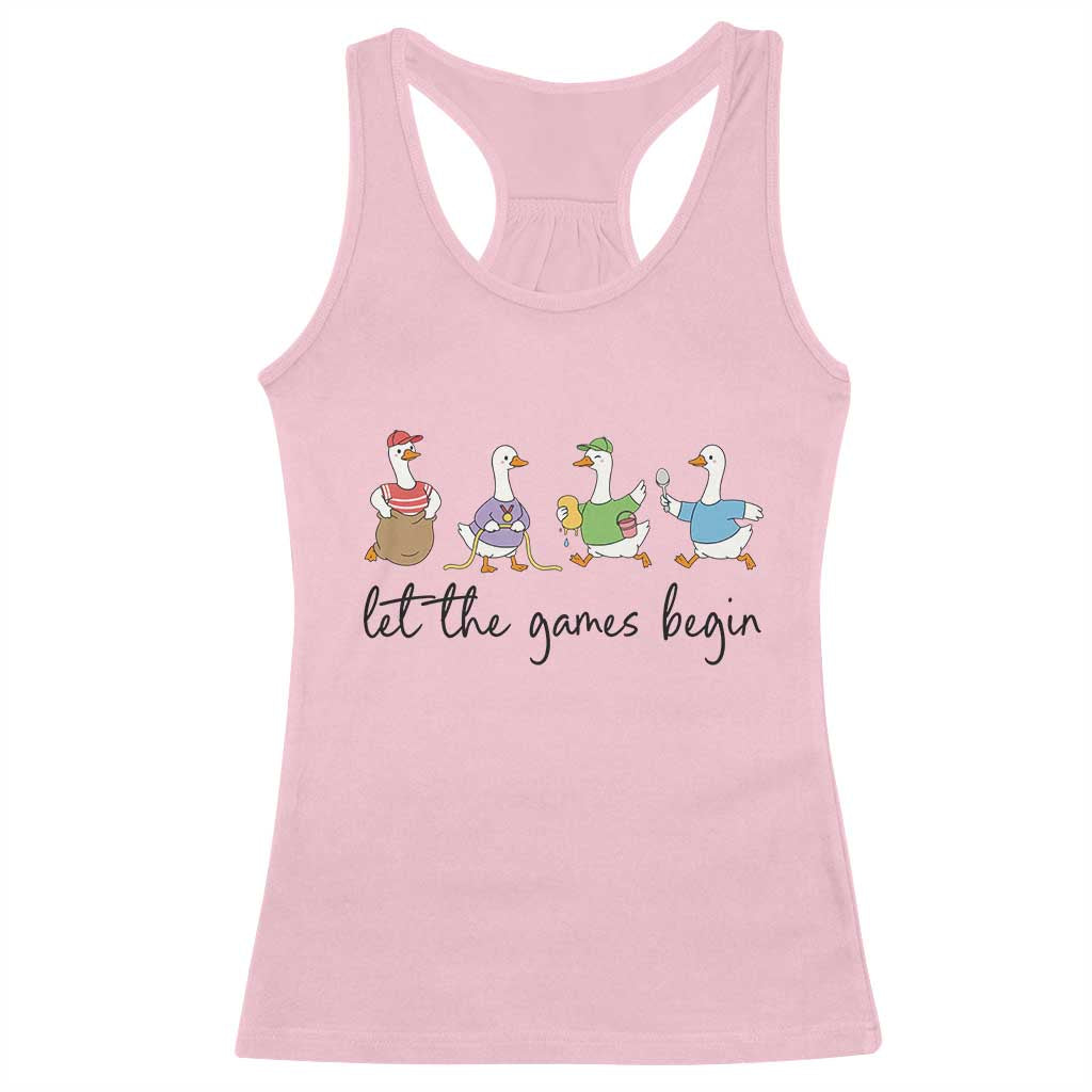 Let the Games Begin Cute Geese Racerback Tank Top Field Day Whimsical School Sports