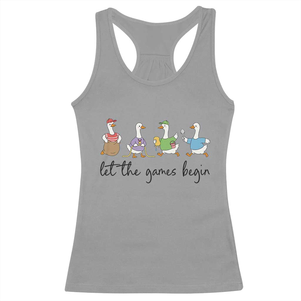 Let the Games Begin Cute Geese Racerback Tank Top Field Day Whimsical School Sports