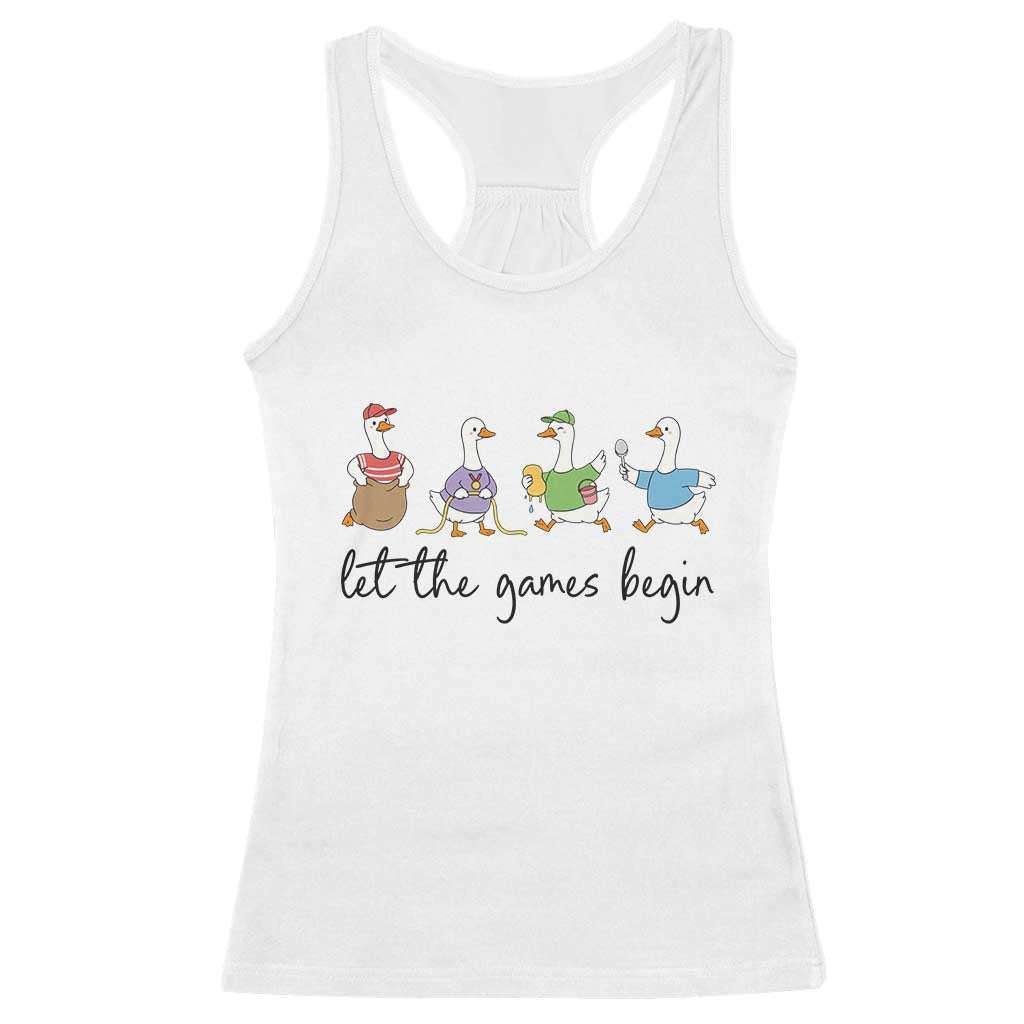 Let the Games Begin Cute Geese Racerback Tank Top Field Day Whimsical School Sports