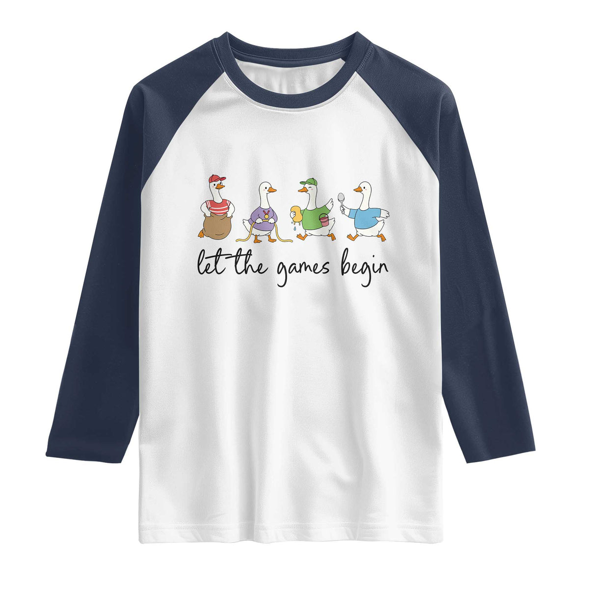Let the Games Begin Cute Geese Raglan Shirt Field Day Whimsical School Sports