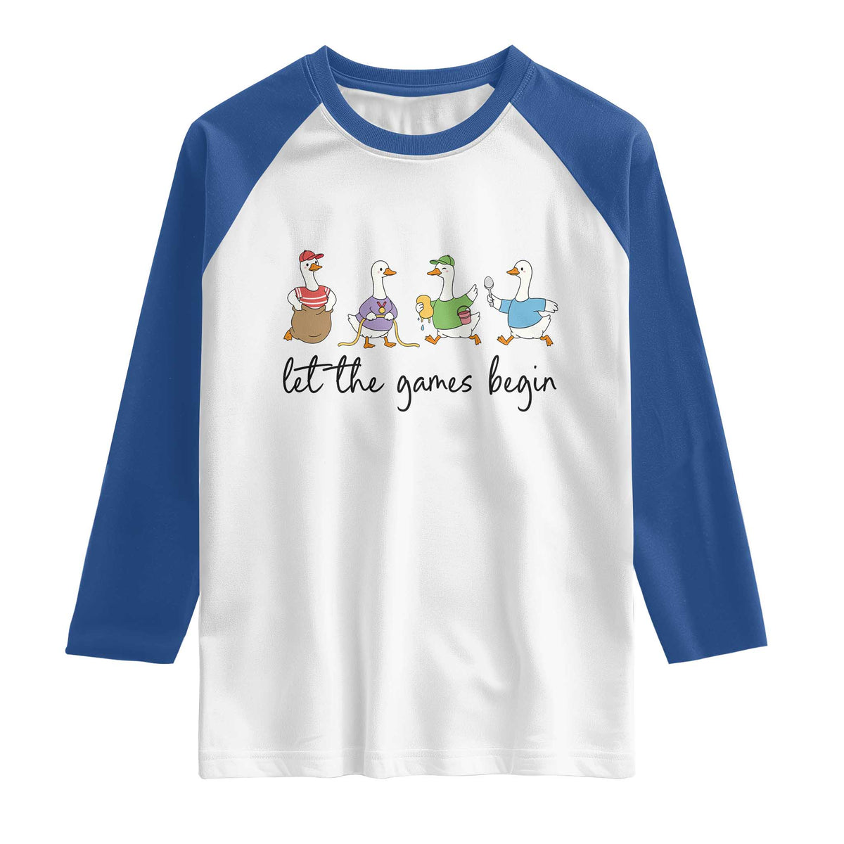 Let the Games Begin Cute Geese Raglan Shirt Field Day Whimsical School Sports