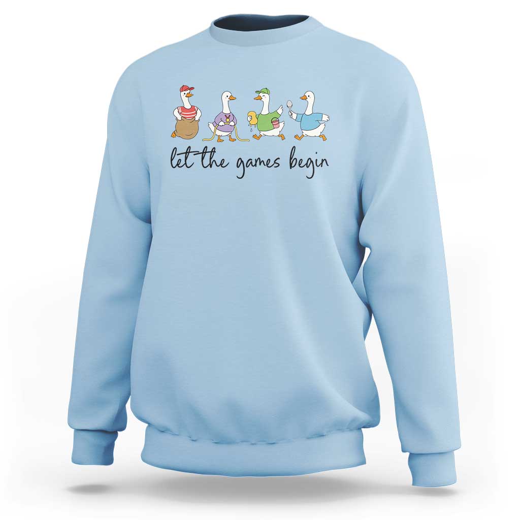 Let the Games Begin Cute Geese Sweatshirt Field Day Whimsical School Sports