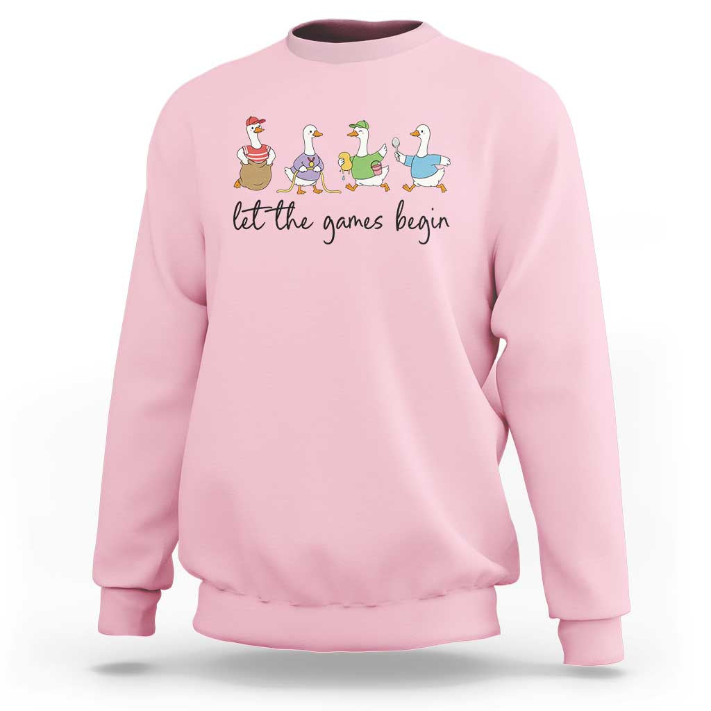 Let the Games Begin Cute Geese Sweatshirt Field Day Whimsical School Sports