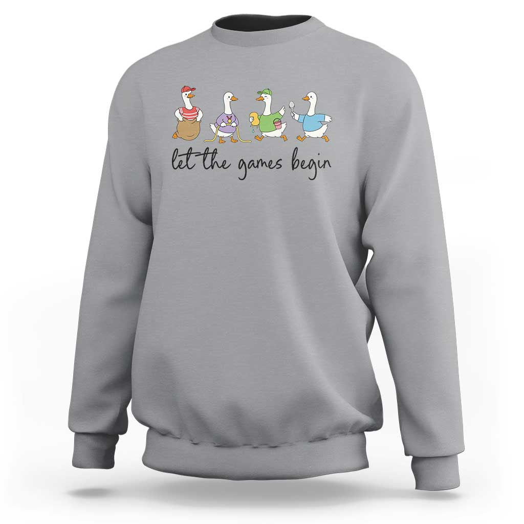 Let the Games Begin Cute Geese Sweatshirt Field Day Whimsical School Sports