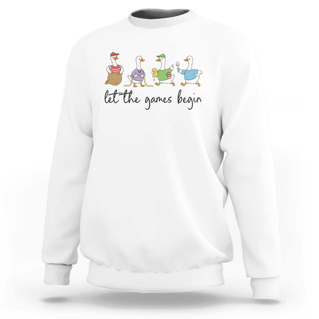 Let the Games Begin Cute Geese Sweatshirt Field Day Whimsical School Sports