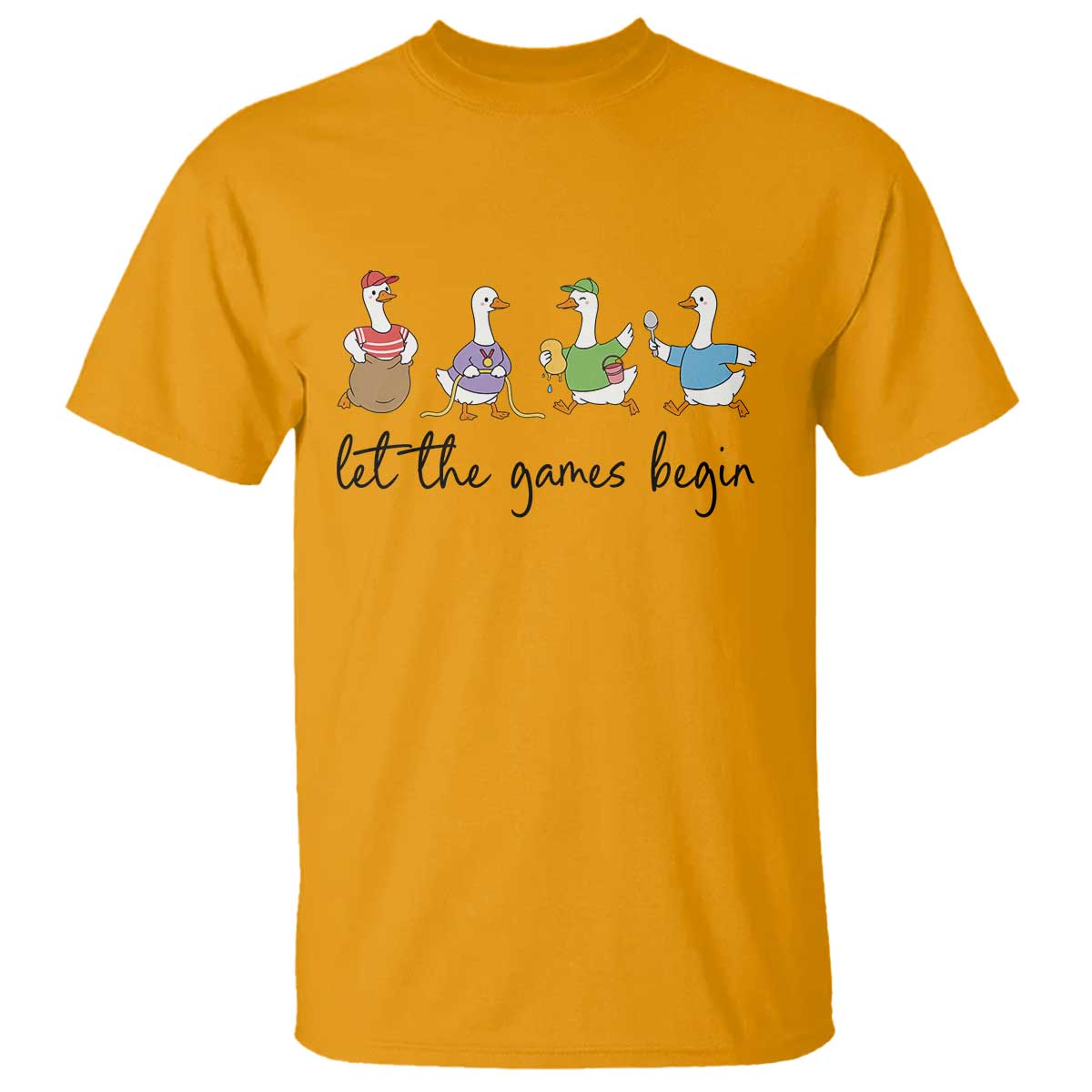 Let the Games Begin Cute Geese T Shirt Field Day Whimsical School Sports