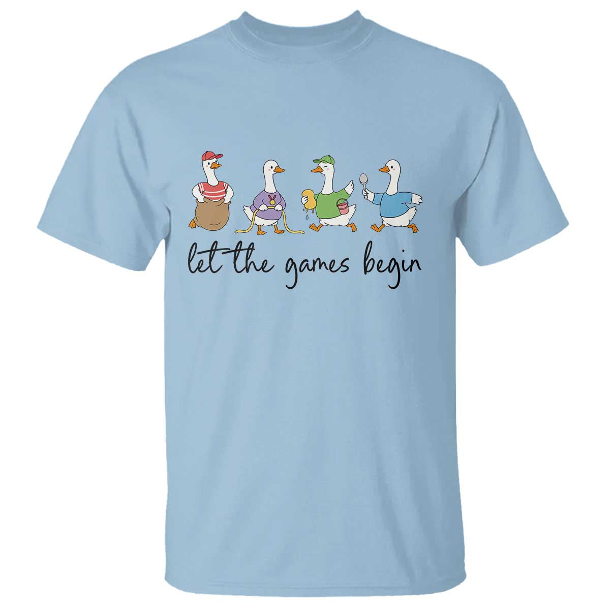 Let the Games Begin Cute Geese T Shirt Field Day Whimsical School Sports