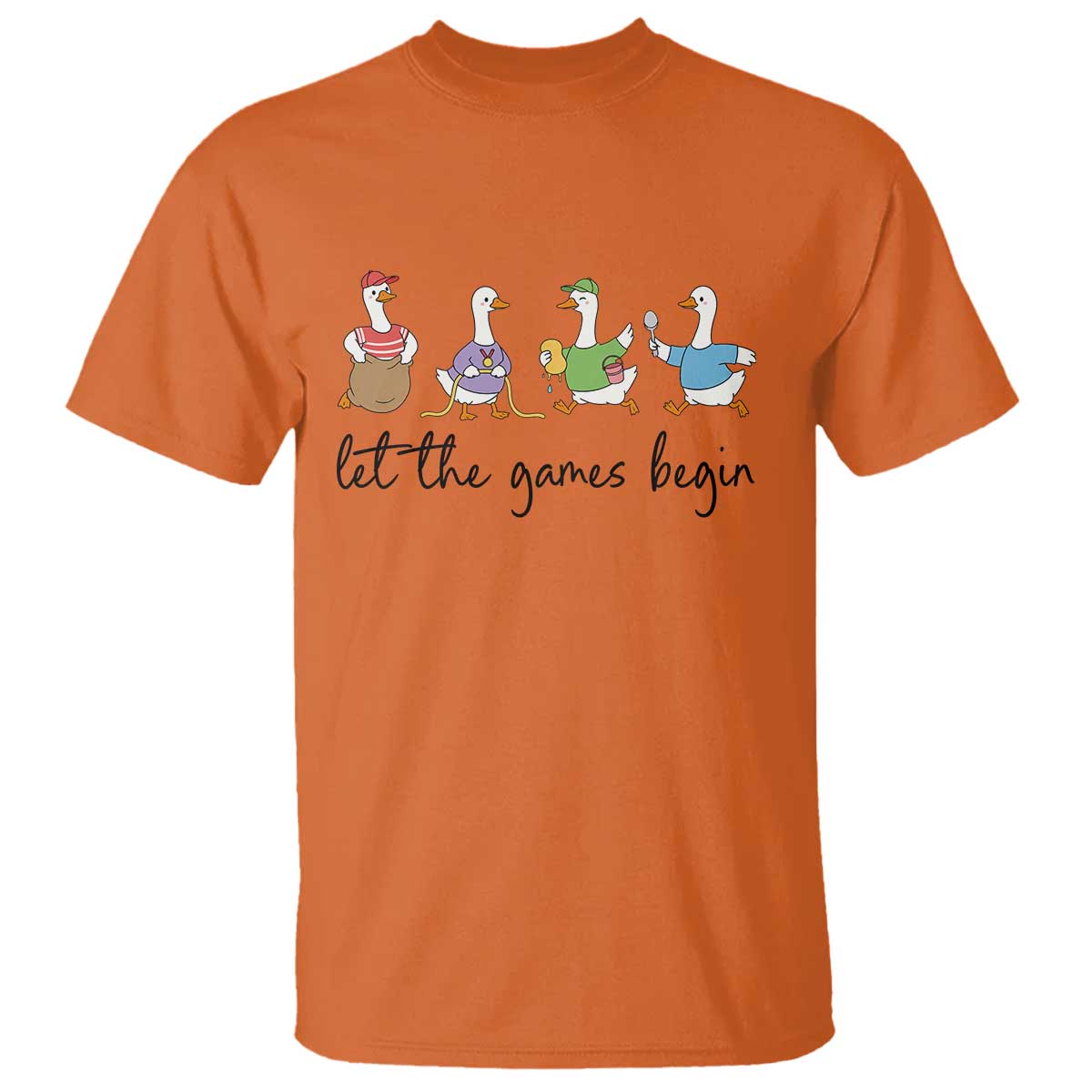 Let the Games Begin Cute Geese T Shirt Field Day Whimsical School Sports