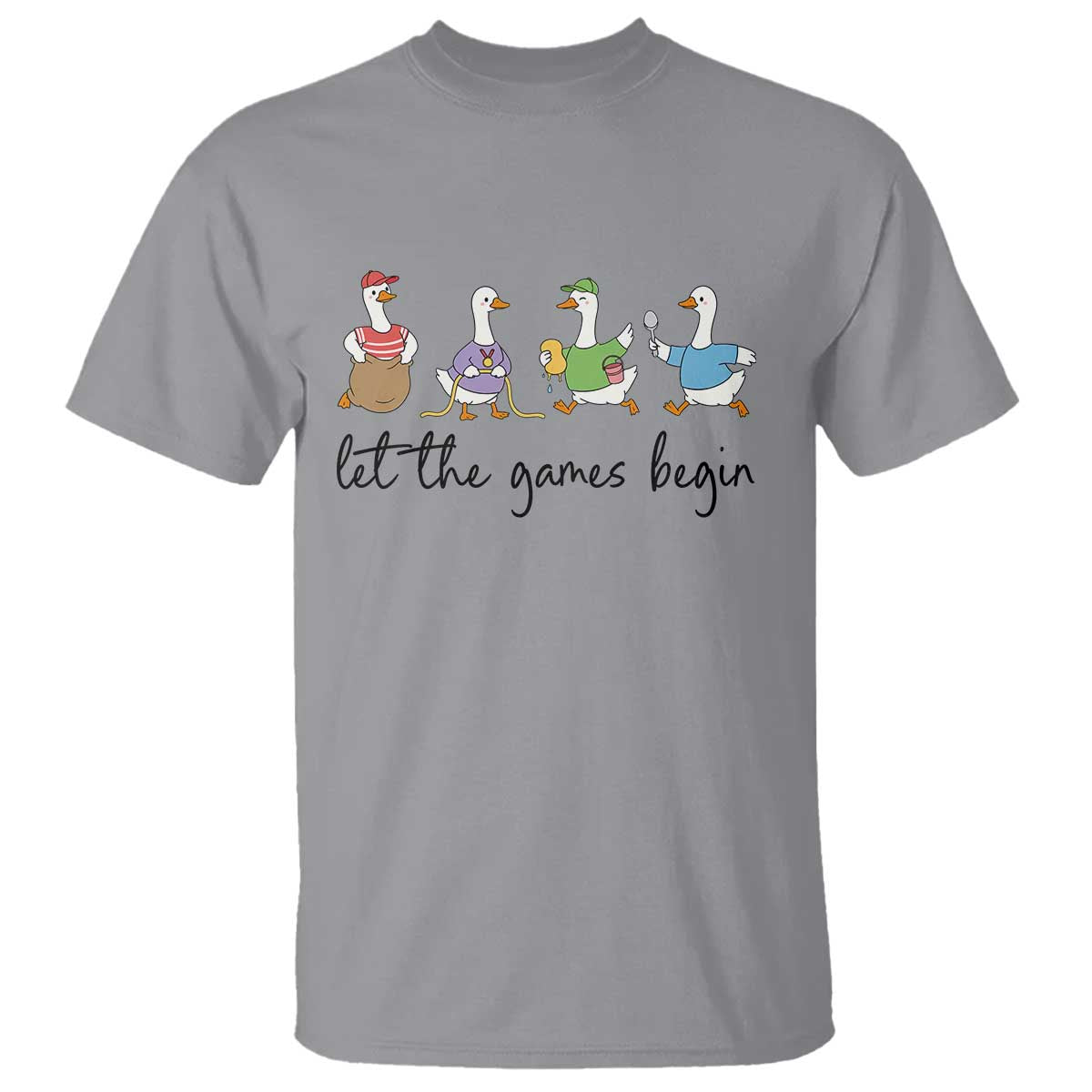 Let the Games Begin Cute Geese T Shirt Field Day Whimsical School Sports