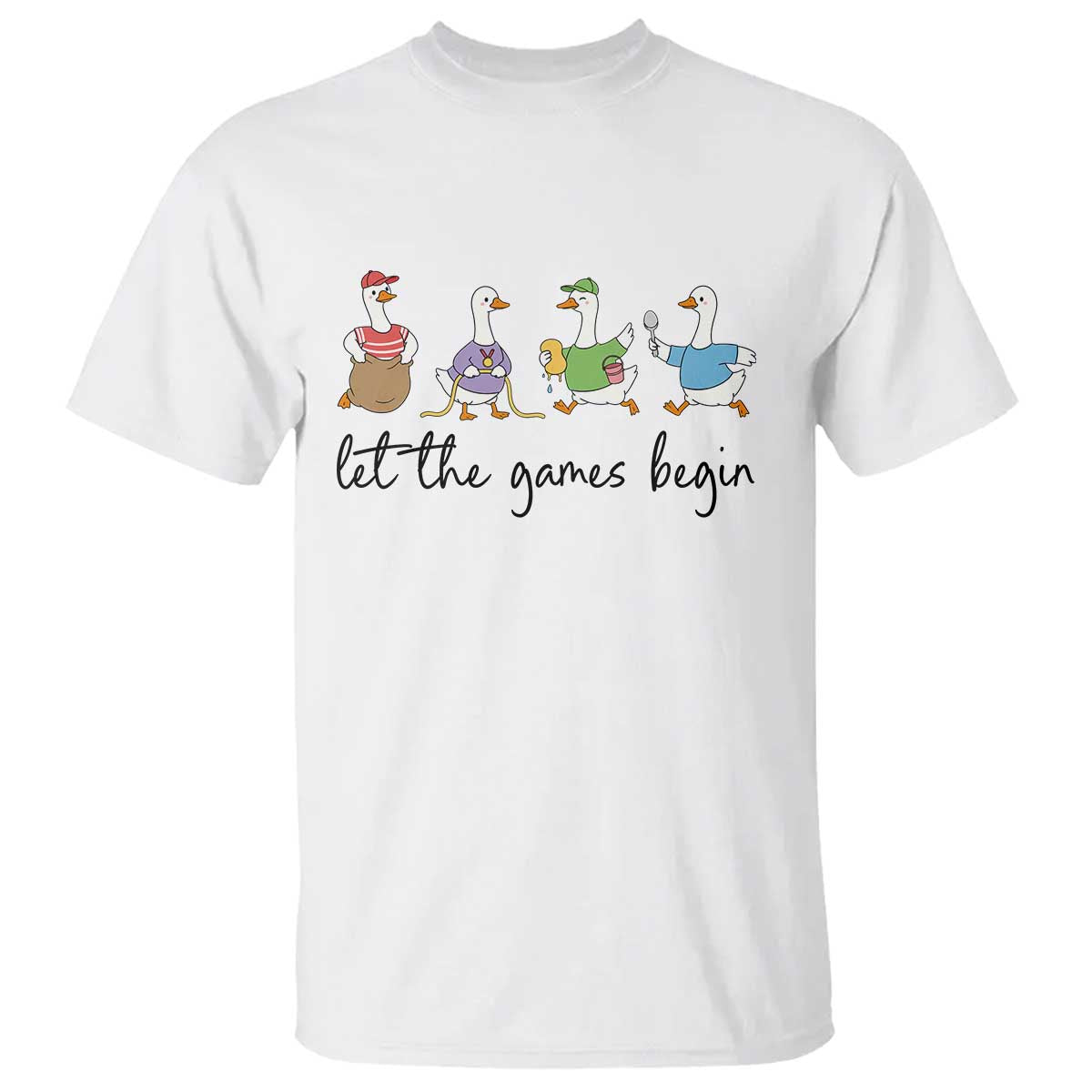 Let the Games Begin Cute Geese T Shirt Field Day Whimsical School Sports