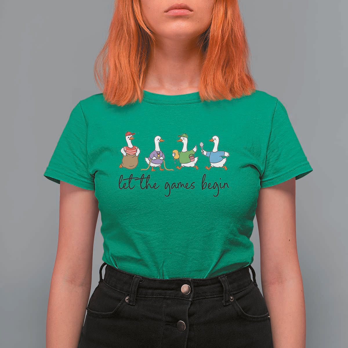 Let the Games Begin Cute Geese T Shirt For Women Field Day Whimsical School Sports