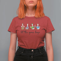 Let the Games Begin Cute Geese T Shirt For Women Field Day Whimsical School Sports