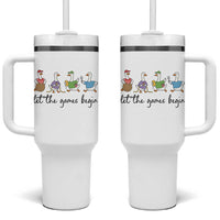 Let the Games Begin Cute Geese Tumbler With Handle Field Day Whimsical School Sports