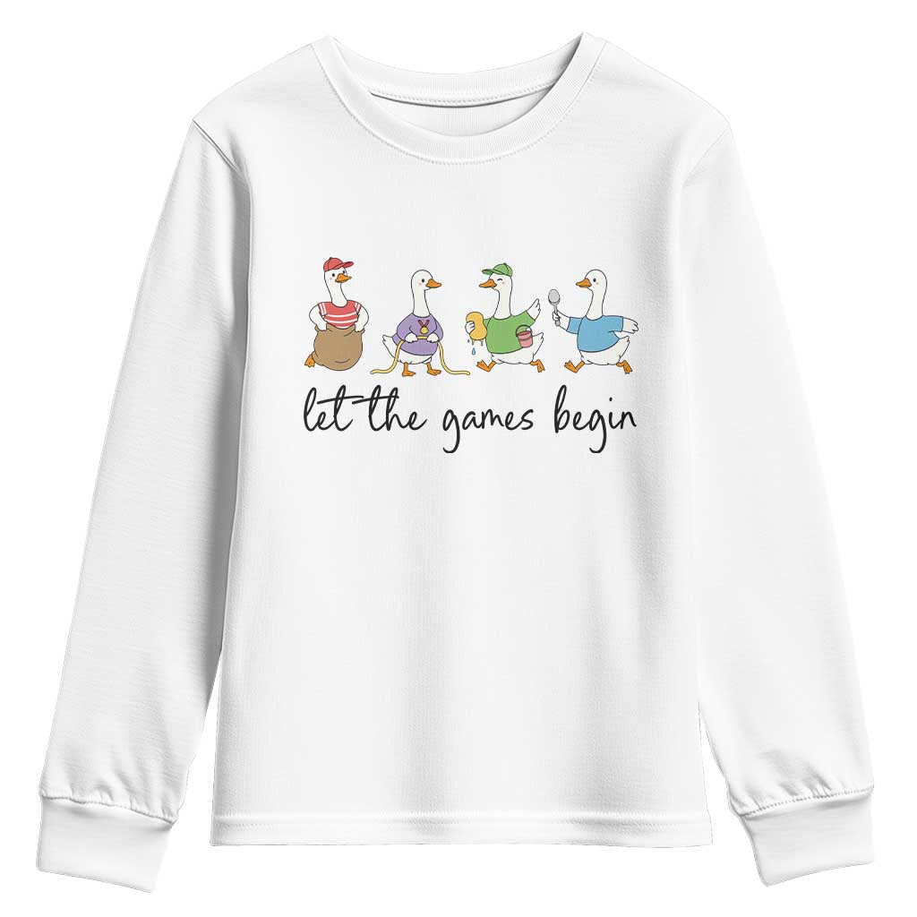 Let the Games Begin Cute Geese Youth Sweatshirt Field Day Whimsical School Sports