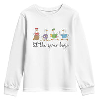 Let the Games Begin Cute Geese Youth Sweatshirt Field Day Whimsical School Sports