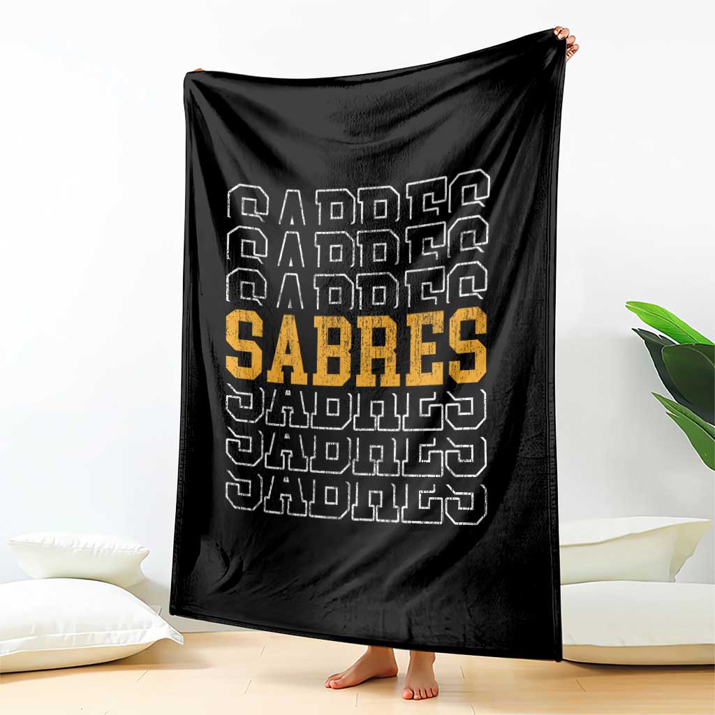Retro Sabres Name Script Style Throw Blanket Vintage Distressed Sports Spirit Fan Pride