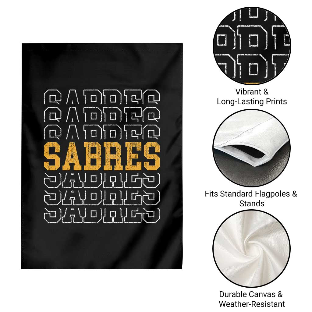 Retro Sabres Name Script Style Garden Flag Vintage Distressed Sports Spirit Fan Pride