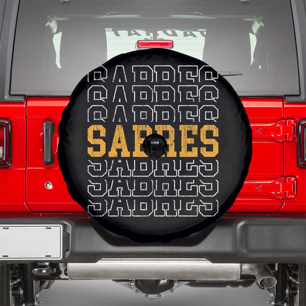 Retro Sabres Name Script Style Spare Tire Cover Vintage Distressed Sports Spirit Fan Pride