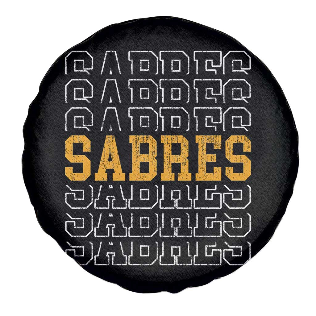 Retro Sabres Name Script Style Spare Tire Cover Vintage Distressed Sports Spirit Fan Pride