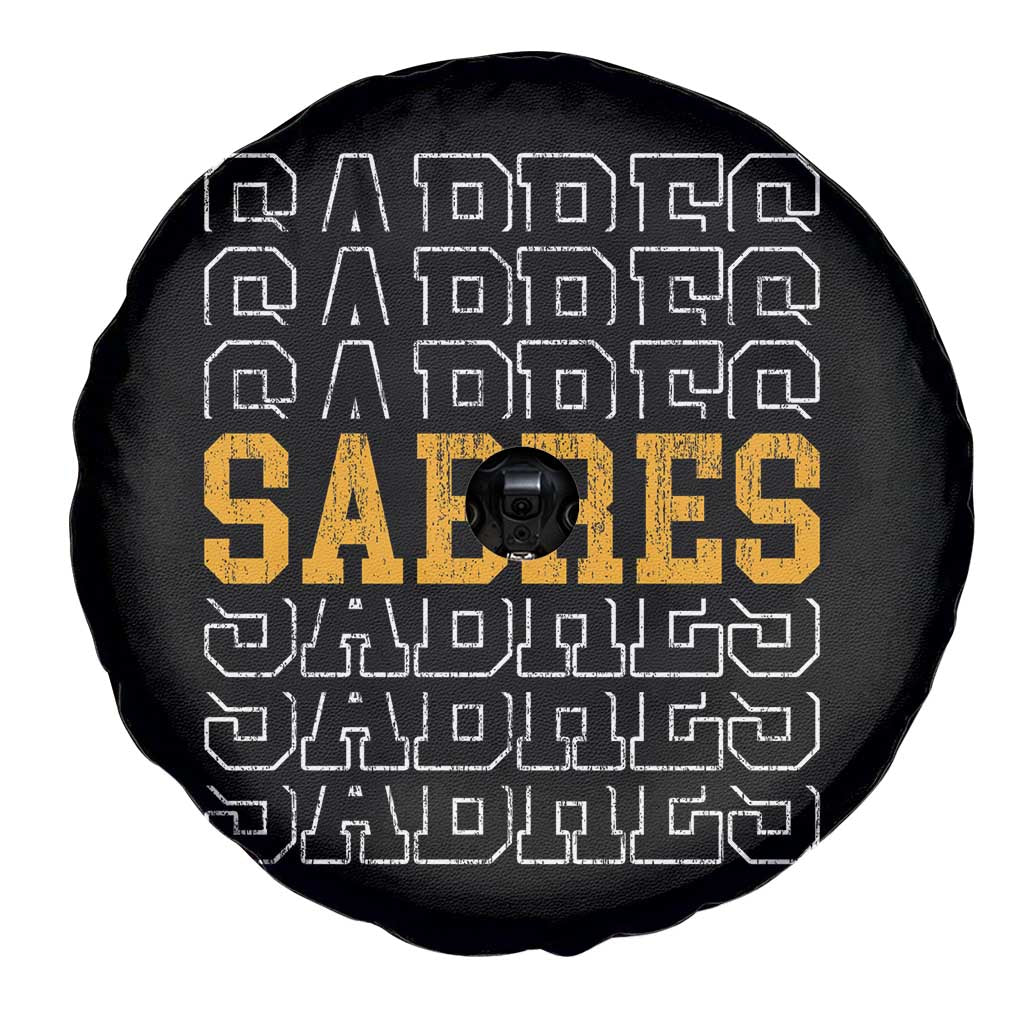 Retro Sabres Name Script Style Spare Tire Cover Vintage Distressed Sports Spirit Fan Pride