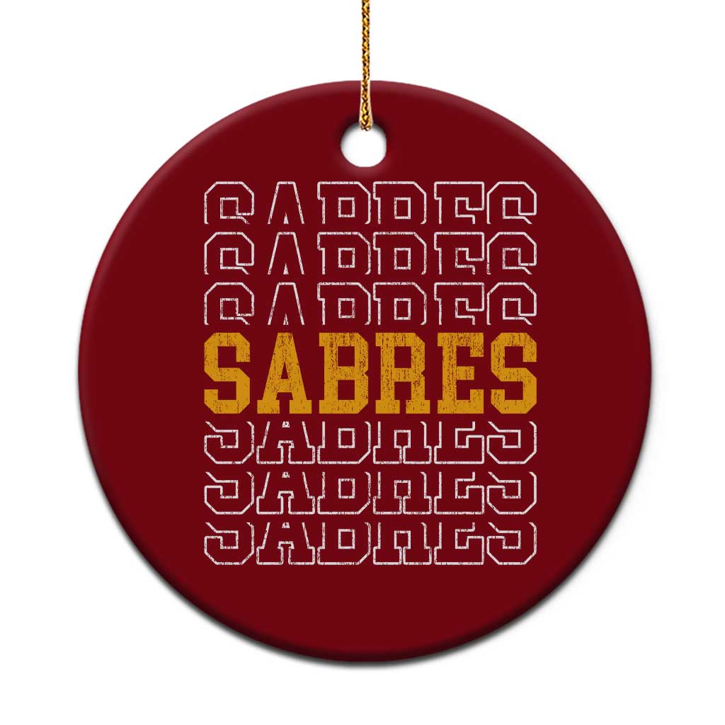 Retro Sabres Name Script Style Ceramic Ornament Vintage Distressed Sports Spirit Fan Pride