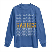 Retro Sabres Name Script Style Long Sleeve Shirt Vintage Distressed Sports Spirit Fan Pride