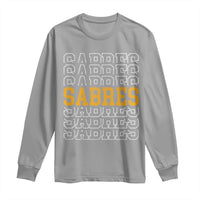 Retro Sabres Name Script Style Long Sleeve Shirt Vintage Distressed Sports Spirit Fan Pride