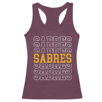 Retro Sabres Name Script Style Racerback Tank Top Vintage Distressed Sports Spirit Fan Pride