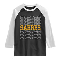 Retro Sabres Name Script Style Raglan Shirt Vintage Distressed Sports Spirit Fan Pride