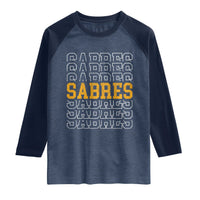 Retro Sabres Name Script Style Raglan Shirt Vintage Distressed Sports Spirit Fan Pride