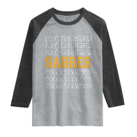 Retro Sabres Name Script Style Raglan Shirt Vintage Distressed Sports Spirit Fan Pride