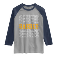 Retro Sabres Name Script Style Raglan Shirt Vintage Distressed Sports Spirit Fan Pride