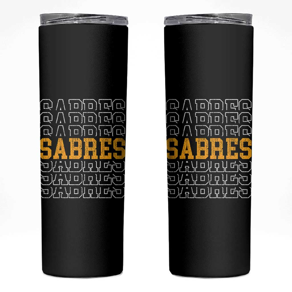Retro Sabres Name Script Style Skinny Tumbler Vintage Distressed Sports Spirit Fan Pride
